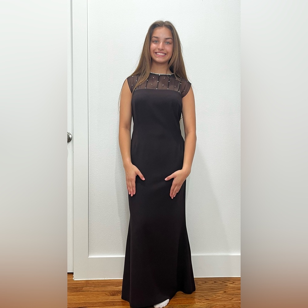 Brown Gown with Sheer Beading on Chest